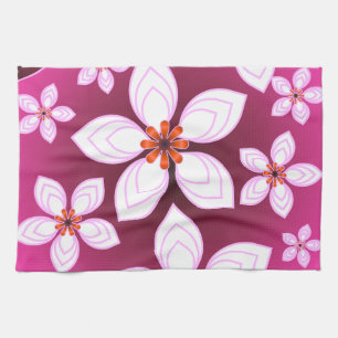 Abstraktes rosa Blumenmuster   Ästhetische Blume Geschirrtuch