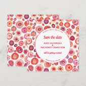 Abstraktes rosa Blumenmuster Save The Date (Vorne/Hinten)