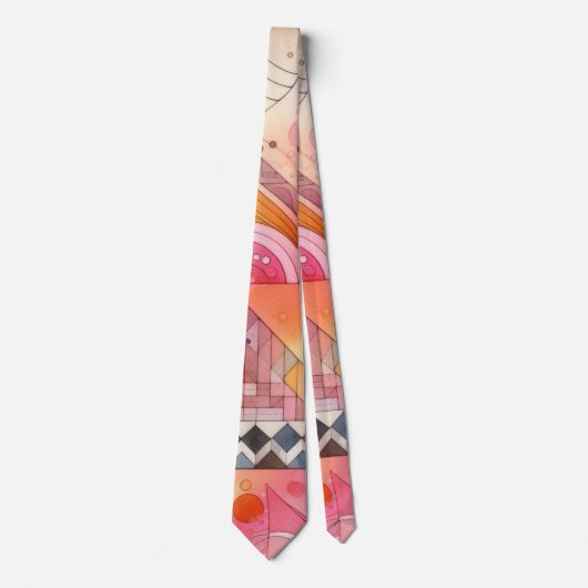 Abstraktes rosa farbenfrohes geometrisches Design Krawatte (Vorderseite)