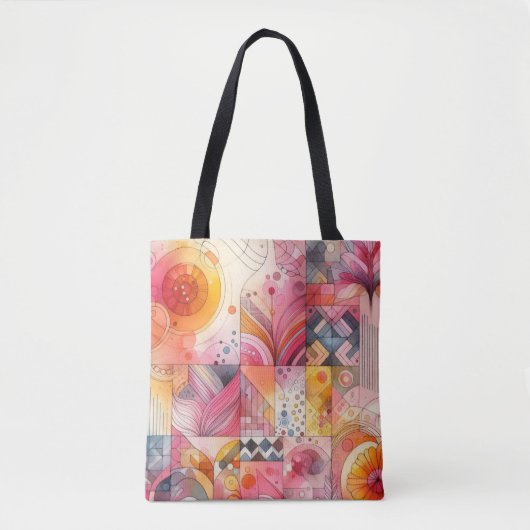 Abstraktes rosa farbenfrohes geometrisches Design Tasche (Vorderseite)