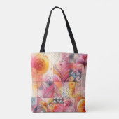 Abstraktes rosa farbenfrohes geometrisches Design Tasche (Rückseite)