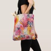 Abstraktes rosa farbenfrohes geometrisches Design Tasche (Von Nahem)