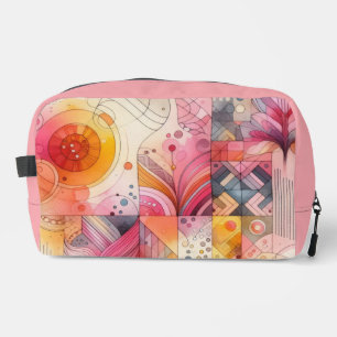 Abstraktes rosa farbenfrohes geometrisches Design Waschbeutel