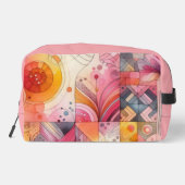 Abstraktes rosa farbenfrohes geometrisches Design Waschbeutel (Rückseite)