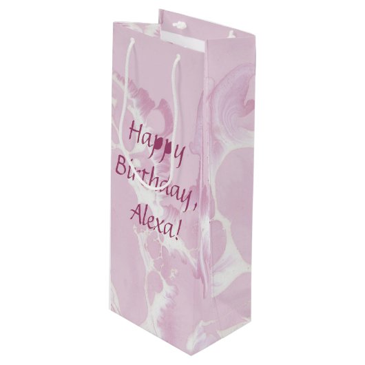 abstraktes rosa Farbmuster Geschenktüte Für Weinflaschen (Vorderseite Schrägansicht)
