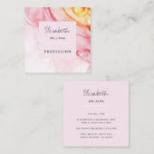 Abstraktes rosa Farbtupfer Malerei Elegant Quadratische Visitenkarte (Vorne/Hinten)