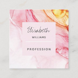 Abstraktes rosa Farbtupfer Malerei Elegant Quadratische Visitenkarte