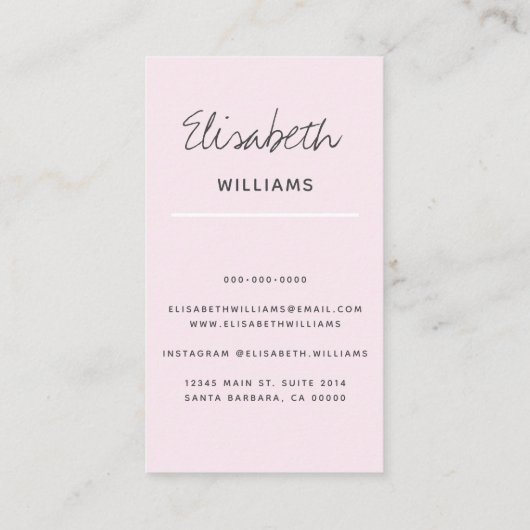 Abstraktes rosa Farbtupfer Malerei Elegant Visitenkarte (Rückseite)