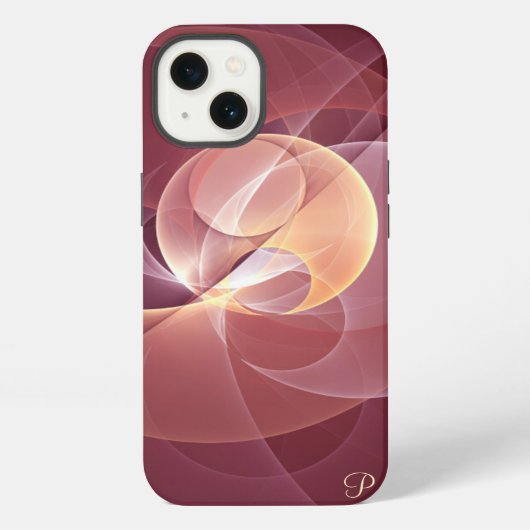 Abstraktes Rosa-Fraktal-Monogramm iPhone Hülle (Rückseite)