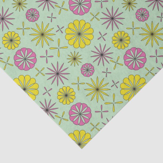 Abstraktes rosa-gelbes Blumengewebe Seidenpapier (Detail)