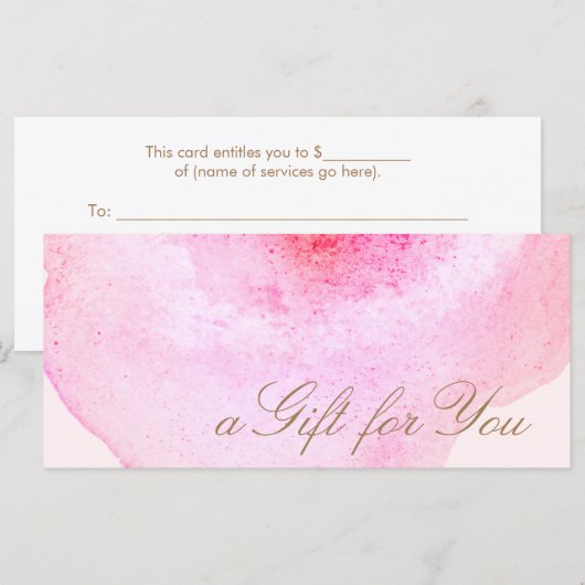 Abstraktes rosa Geschenkgutschein (Vorne/Hinten)