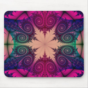 Abstraktes Rosa Kaleidoskop-Fraktal Design Mousepad