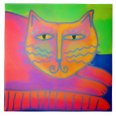 Abstraktes, rosa katzenfarbenes, digitales Bild Fliese (Vorderseite)