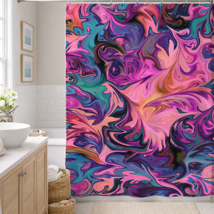 Abstraktes rosa lila blaues Marmordesign Duschvorhang