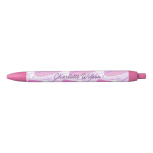 Abstraktes Rosa Lila Tropisches Palmblatt Monogram Kugelschreiber