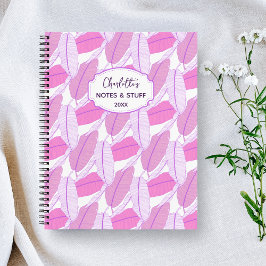 Abstraktes rosa lila tropisches Palmblatt-Monogram Notizblock
