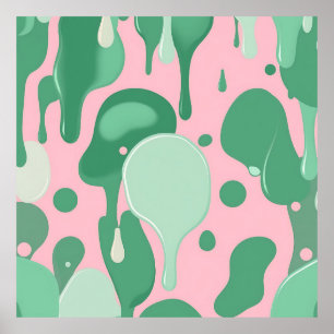 Abstraktes Rosa-Mintgrün-Schmelz-Tropfen-Muster Poster