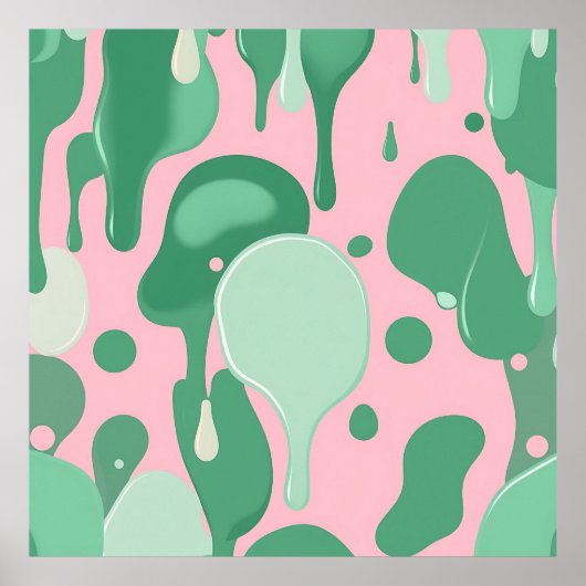 Abstraktes Rosa-Mintgrün-Schmelz-Tropfen-Muster Poster (Vorne)