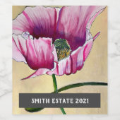 Abstraktes rosa Mohnweinetikett Weinetikett (Einzelnes Label)