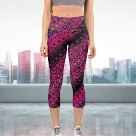 Abstraktes rosa Muster Hochwaisted Capris