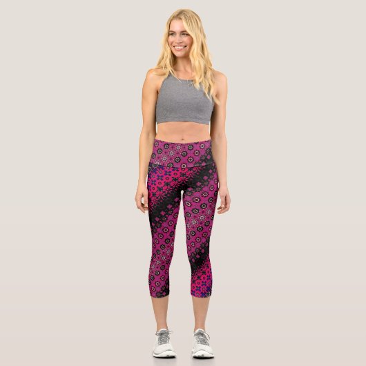 Abstraktes rosa Muster Hochwaisted Capris (Vorderseite)