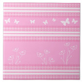 Abstraktes rosa Muster Keramik Tile Fliese (Vorderseite)