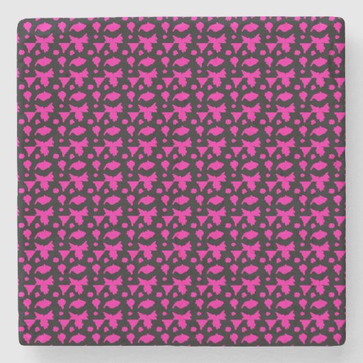 Abstraktes rosa Muster Steinuntersetzer (Vorderseite)