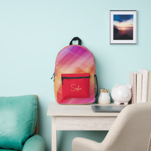 Abstraktes Rosa & Orange Geometrisches Bedrucktes Bedruckter Rucksack