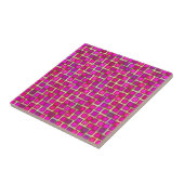 Abstraktes rosa Quadrat-Muster Fliese (Seite)