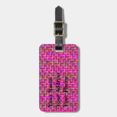 Abstraktes rosa Quadrat-Muster Gepäckanhänger (Vorderseite vertikal)