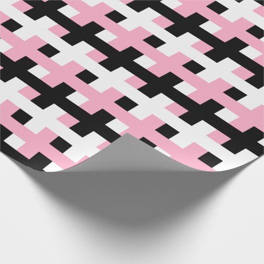 Abstraktes Rosa, Schwarzweiss Geschenkpapier (Ecke)