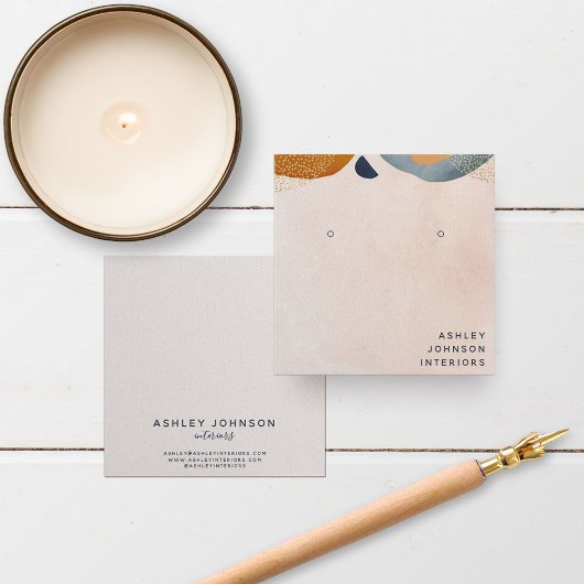 Abstraktes Rosa Teracotta Gold Ohrensichter Quadratische Visitenkarte