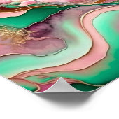 Abstraktes Rosa und Aquamarines Verdigris 18. Poster (Ecke)