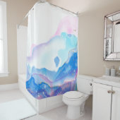 Abstraktes rosa und blaues, flüssiges Marmormuster Duschvorhang (Beispiel)