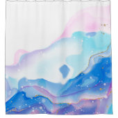 Abstraktes rosa und blaues, flüssiges Marmormuster Duschvorhang (Vorderseite)