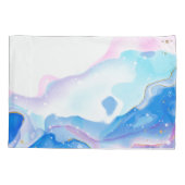 Abstraktes rosa und blaues, flüssiges Marmormuster Kissenbezug (Rückseite)