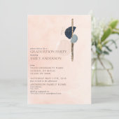 Abstraktes Rosa und blaues goldfarbenes Flute Absc Einladung (Stehend Vorderseite)