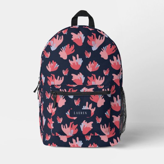 Abstraktes rosa und blaues Muster Bedruckter Rucksack (Vorderseite)