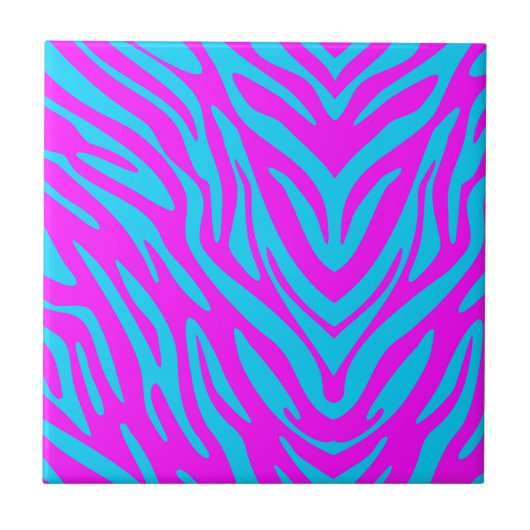 Abstraktes rosa und blaues Zebra Fliese (Vorderseite)