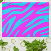 Abstraktes rosa und blaues Zebra Geschirrtuch (Gefaltet)