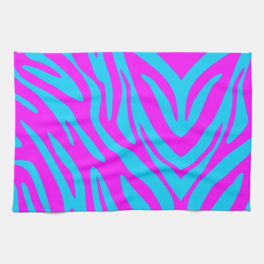 Abstraktes rosa und blaues Zebra Geschirrtuch (Horizontal)