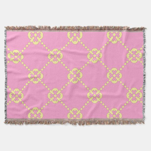 Abstraktes rosa und gelbes Muster Decke (Vorderseite)