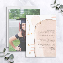Abstraktes Rosa und goldfarbenes Foil Foto Abschlu Einladung