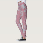 Abstraktes rosa und graues botanisches Muster Leggings (Links)