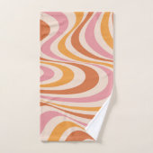 Abstraktes, rosa und orangefarbenes Design Badhandtuch Set (Handtuch)