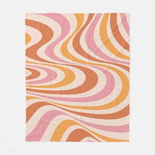 Abstraktes, rosa und orangefarbenes Design Fleecedecke (Vorderseite)
