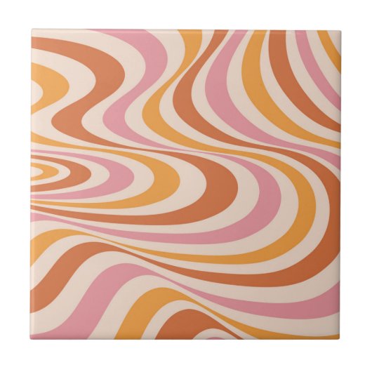 Abstraktes, rosa und orangefarbenes Design Fliese (Vorderseite)