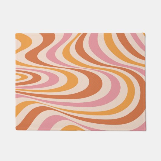 Abstraktes, rosa und orangefarbenes Design Fußmatte (Vorderseite)