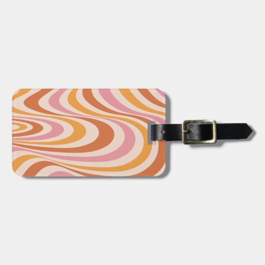Abstraktes, rosa und orangefarbenes Design Gepäckanhänger (Vorderseite horizontal)