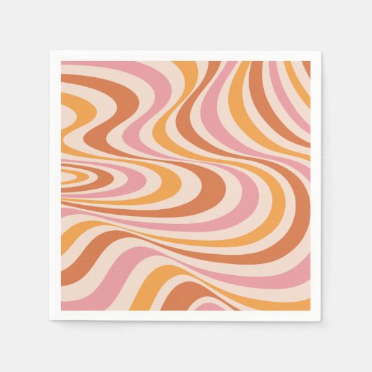 Abstraktes, rosa und orangefarbenes Design Serviette (Vorderseite)